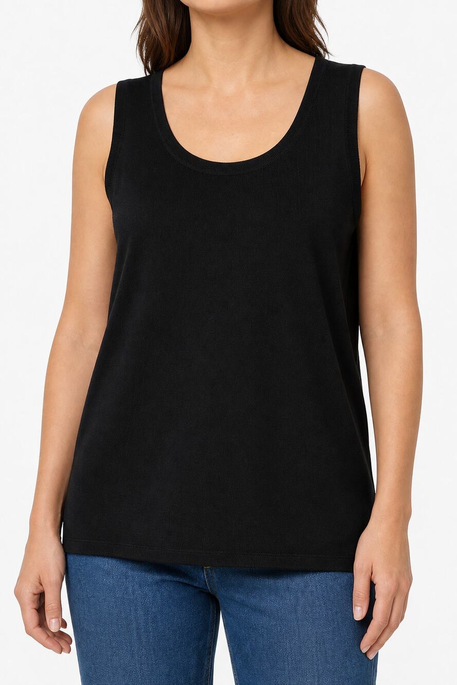 Exclusively Misook Womens Black Knit Sleeveless Shell Top XL Minimalist Workwear